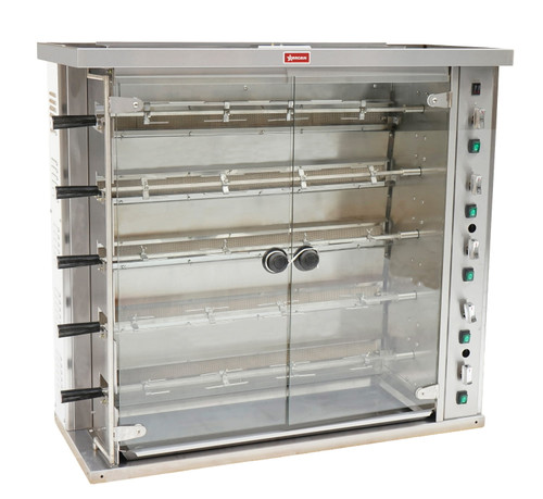 Omcan USA 47495 47" W Stainless Steel Natural Gas Holds Up to 20 Chickens Rotisserie - 120 Volts