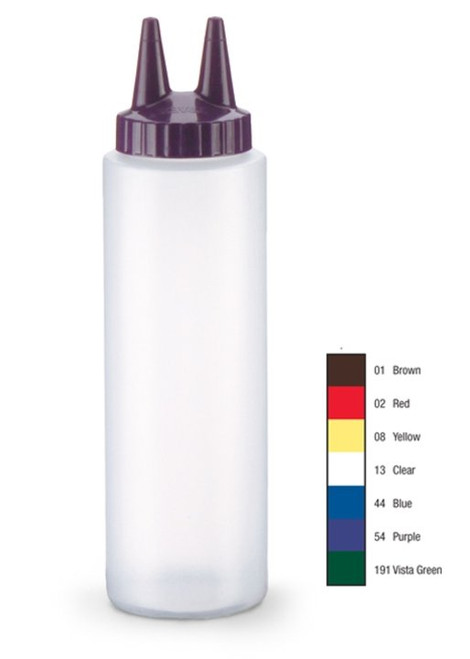 Vollrath 2208-1301 8 Oz. Clear Bottle with Brown Cap Traex Twin Tip Squeeze Bottle Dispenser