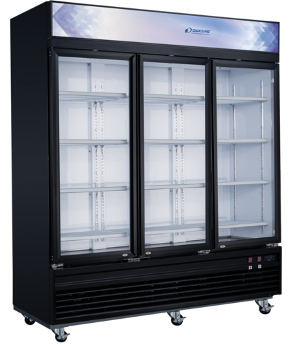Dukers DSM-69F 78" W Two-Section White Interior Reach-In Freezer Merchandiser - 110 Volts
