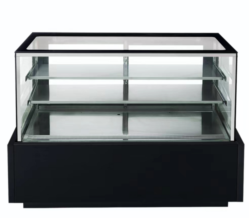 Dukers DDM48R 48" W Two-Section Straight Glass Digital Temperature Control Refrigerated Cake Display Case - 115 Volts
