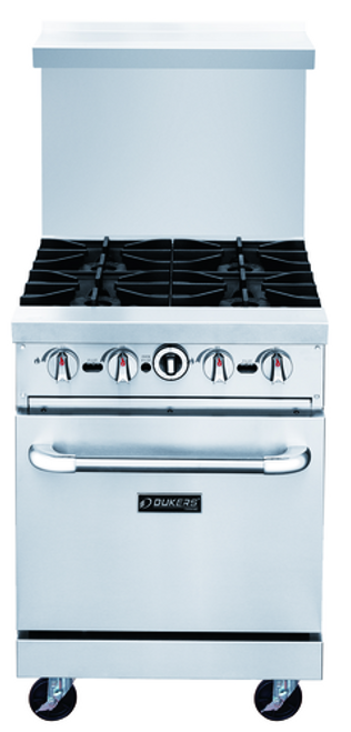 Dukers DCR24-4B 24" W Stainless Steel Gas Range - 162,000 BTU