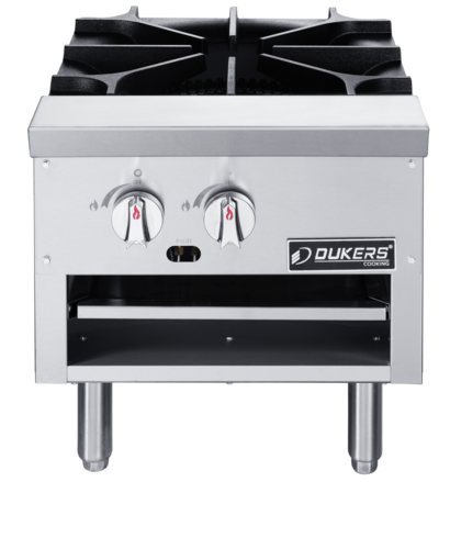 Dukers DCSPB1 18" W Natural Gas Stainless Steel Sides (1) Heavy Duty Cast Iron 3-Ring Burner Stock Pot Range - 80,000 BTU