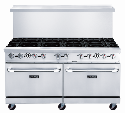 Dukers DCR60-10B 60" W Natural Gas Stainless Steel Exterior 12” X 12” Removable Cast Iron Top Grates Gas Range - 400,000 BTU