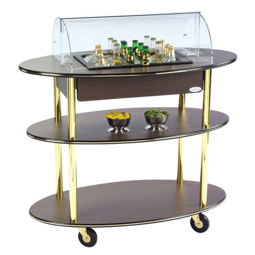 Lakeside 36306 44" W Rounded Oval 3 Open Shelves Dome Display Seafood Cart