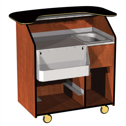 Lakeside 68400 44.5" W Black Top Wood Laminate with Stainless Steel Shelf Portable Bar