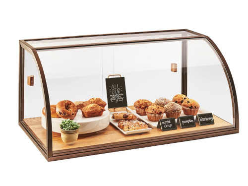 Cal-Mil 3611 36" W x 19-1/2" D x 17-1/4" H Brown Metal Frame Acrylic Body Curved Front Sierra Bakery Display Case