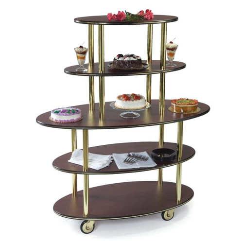Lakeside 37212 50" W Rounded Oval 5 Open Shelves Dessert Cart