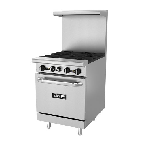 Asber AER-G24-24-H-NG 24" W Stainless Steel Natural Gas Restaurant Range - 78,000 BTU
