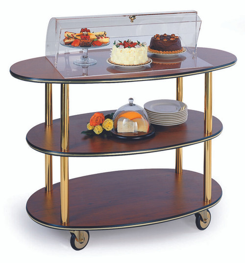 Lakeside 36303 44" W Rounded Oval 3 Open Shelves Dome Display Cart