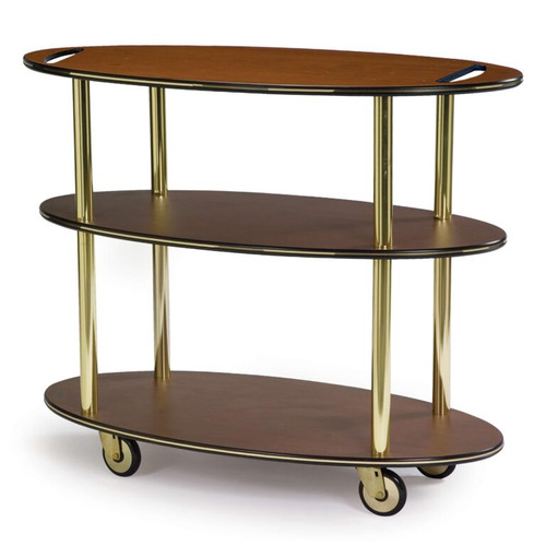 Lakeside 36304 44" W Rounded Oval 3 Open Shelves Service Cart