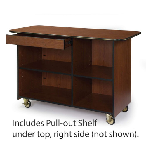 Lakeside 68115 57.5" W Laminate 2 Compartments Pull-Out Shelf Top Right Drawer Top Left Enclosed Service Cart