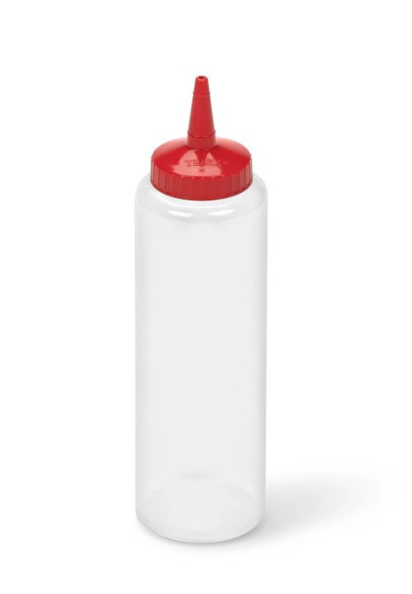 Vollrath 2812-1302 12 Oz. Clear Bottle with Red Cap Traex Twin Tip Squeeze Bottle Dispenser