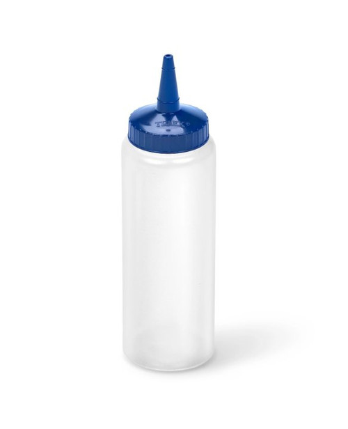Vollrath 2808-1344 8 Oz. Clear Bottle with Blue Cap Traex Twin Tip Squeeze Bottle Dispenser
