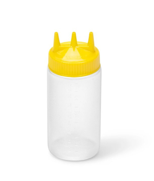 Vollrath 3316-1308 16 Oz. Clear Bottle with Yellow Cap Traex Tri Tip Squeeze Bottle