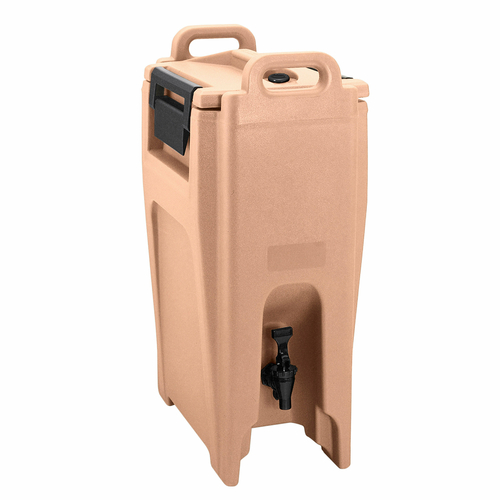 Cambro UC500157 11.75" W x 16.75" D x 26.63" H 5.25 Gallon Insulated Plastic Kentucky Coffee Beige Camtainer Beverage Carrier