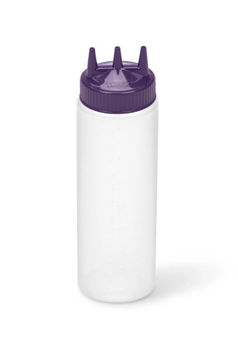 Vollrath 3324-1354 24 Oz. Clear Bottle with Purple Cap Traex Tri Tip Squeeze Bottle
