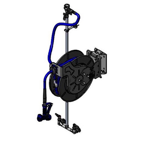 T&S Brass B-7143-U05WS1C 50' Wall Open Stainless Steel with High Flow Front Trigger Water Gun Hose Reel Assembly