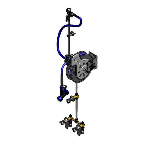 T&S Brass B-7132-U03XS6 35' Wall Open Stainless Steel with High Flow Spray Rear Trigger Spray Gun Hose Reel Assembly