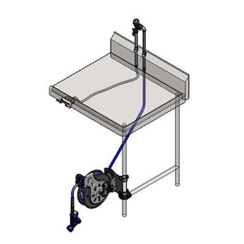 T&S Brass B-7132-U02TS3 35' Table Open Stainless Steel with High Flow Rear Trigger Water Gun Hose Reel Assembly