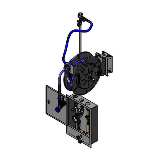 T&S Brass B-7133-U03WS5 35' Wall Open Stainless Steel with High Flow Front Trigger Water Gun Hose Reel Assembly