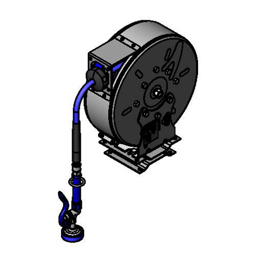 T&S Brass B-7122-C01-PPB 30' Wall Enclosed Epoxy Coated with High Flow Spray Valve Hose Reel Assembly