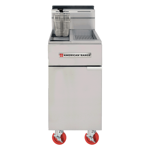 American Range AF-25/DS 18" W Stainless Steel Natural Gas 25 Lbs. Capacity Fryer Floor Model - 80,000 BTU