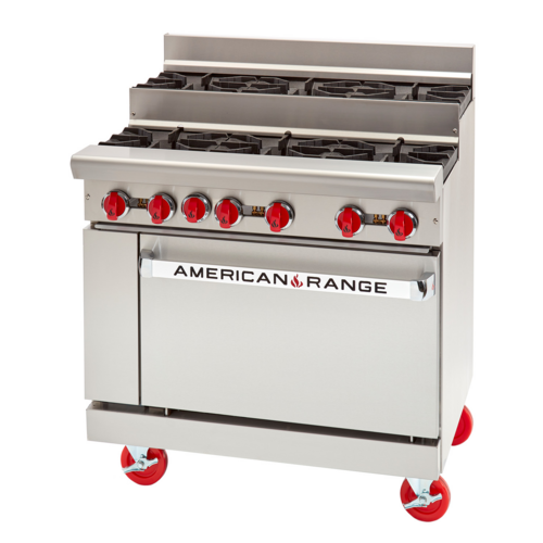 American Range AR-6-SU-NG 36" W Stainless Steel Natural Gas Restaurant Range Step-Up - 227,000 BTU