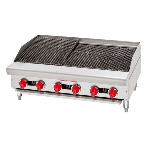 American Range ARSRB-60-LP 60" W Liquid Propane Countertop Stainless Steel Front and Sides Charbroiler - 150,000 BTU