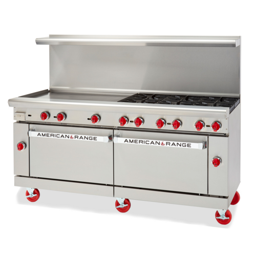 American Range AR-72G-126L-SBR-LP 72" W Stainless Steel Liquid Propane Restaurant Range - 155,000 BTU