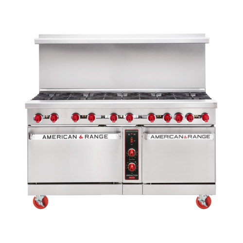American Range ARGF-36G-4B-CL-126R-NG 60" W Stainless Steel Front and Sides Manual Natural Gas Green Flame Range - 217,000 BTU