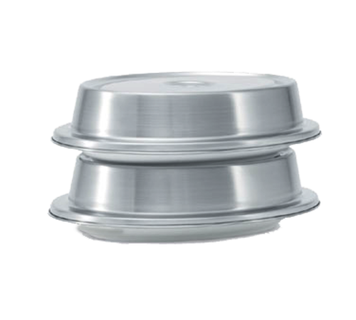 Vollrath PLC-12 12 1/16" to 12 3/4" Satin-Finished 18/8 Stainless Steel Tapered Side Walls Finger Hole Round Custom Plate Cover