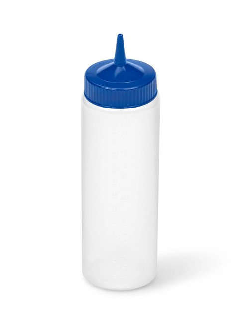 Vollrath 4924-1344 24 Oz. Clear Bottle with Blue Cap Traex Color-Mate Squeeze Bottle Dispenser