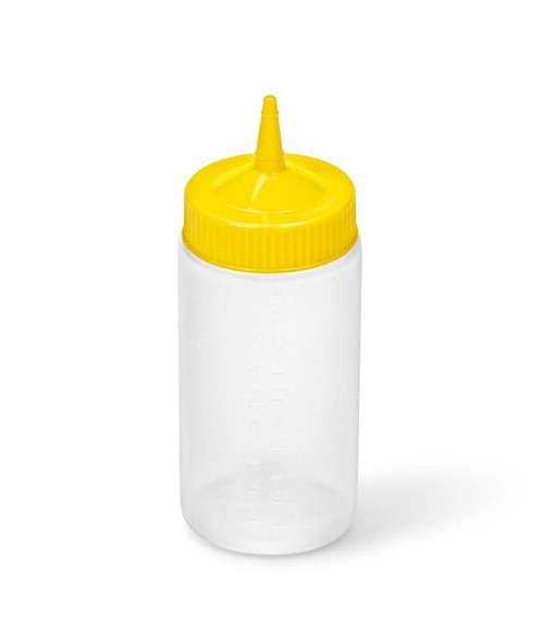 Vollrath 4916-1308 16 Oz. Clear Bottle with Yellow Cap Traex Color-Mate Squeeze Bottle Dispenser
