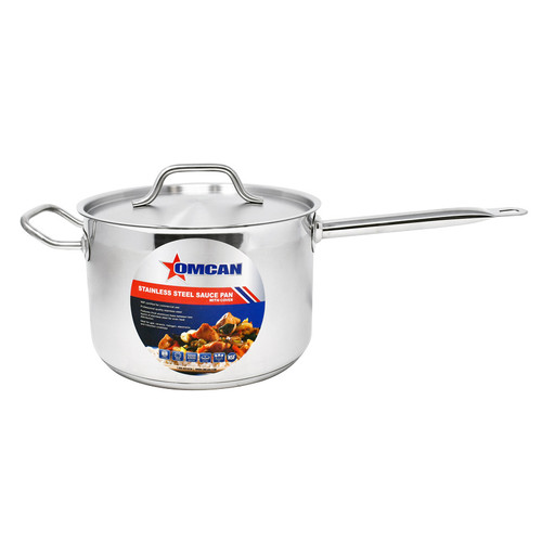 Omcan USA 80435 7.5 Qt. Stainless Steel Welded Handle Sauce Pan with Cover