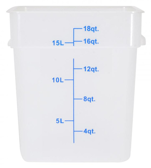 Omcan USA 80205 18 Qt. Translucent Polypropylene Square Food Storage Container