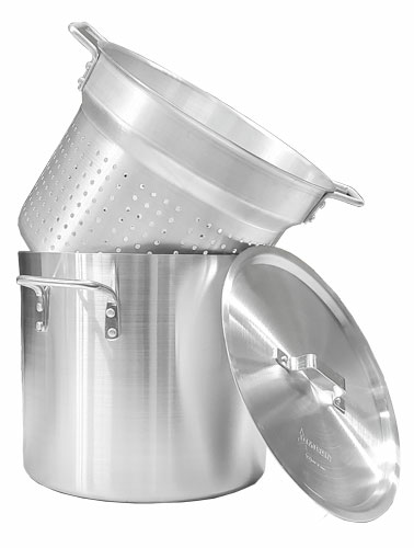 Omcan USA 43441 20 Qt. Aluminum Double Boiler with Perforated Inner Pot