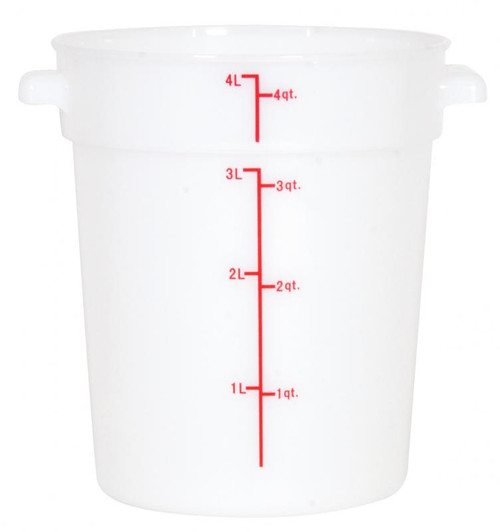 Omcan USA 80187 4 Qt. White Polypropylene Round Food Storage Container