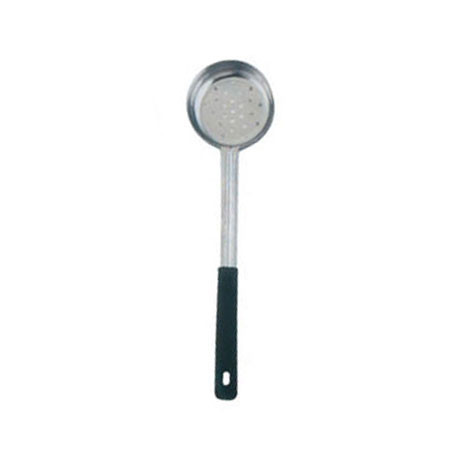 Omcan USA 80785 6 Oz. One-Piece Stainless Steel Perforated Portion Control Spoon with Black Handle