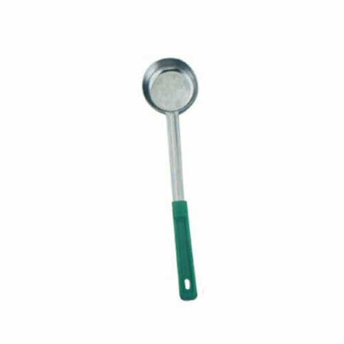 Omcan USA 80779 4 Oz. One-Piece Stainless Steel Solid Portion Control Spoon with Green Handle