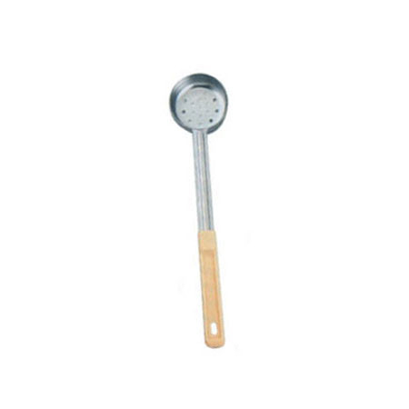 Omcan USA 80783 3 Oz. One-Piece Stainless Steel Perforated Portion Control Spoon with Ivory Handle