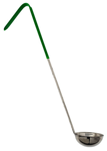 Omcan USA 80764 4 Oz. One Piece Stainless Steel Ladle with Green Handle