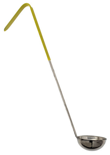 Omcan USA 80761 1 Oz. One Piece Stainless Steel Ladle with Yellow Handle