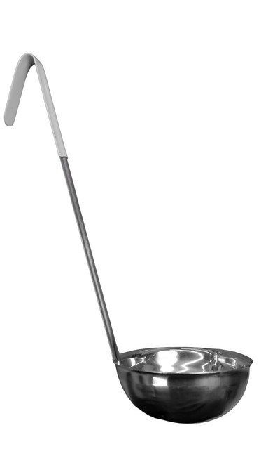 Omcan USA 80767 12 Oz. One Piece Stainless Steel Ladle with Gray Handle