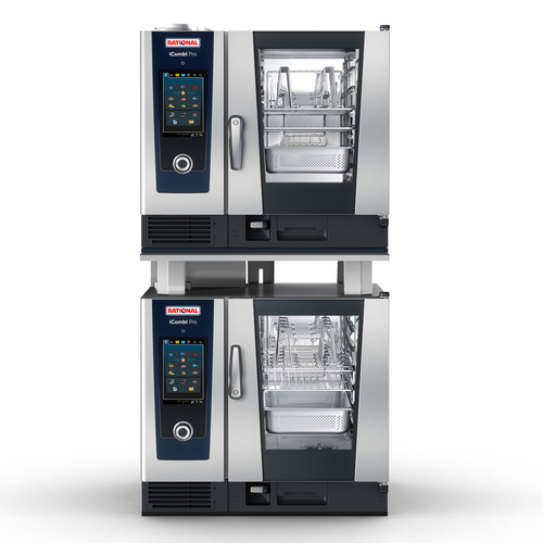 RATIONAL iCombi Pro Double Deck 6-Half Size Pans Natural Gas Combi Oven with Stand - 120 Volts, 1 Phase