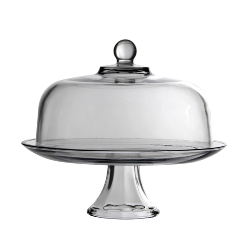 Anchor 87892L20 13" Dia. Clear Glass Cake Dome Set