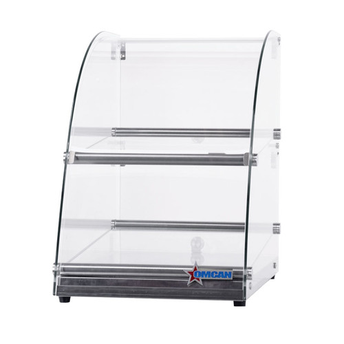Omcan USA 44374 13.7" W x 23.5" D x 20.5" H Curved Front Glass and Stainless Steel Countertop Display Case