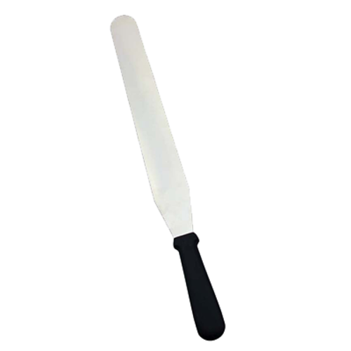 Omcan USA 80000 7.94" x 1.25" Stainless Steel Blade with Black Plastic Handle Bakery Spatula