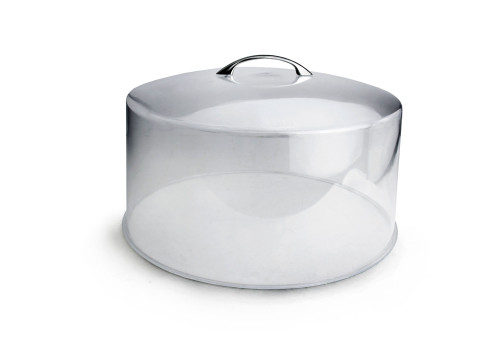Omcan USA 80876 12" Dia. Clear Plastic with Chrome Plated Handle Cake Cover
