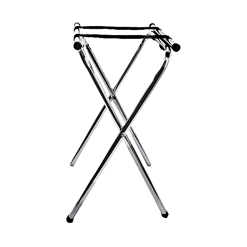 Omcan USA 39617 19"W x 16"D x 31"H (2) Stretched Secure Belts Chrome Finish Foldable Tray Stand