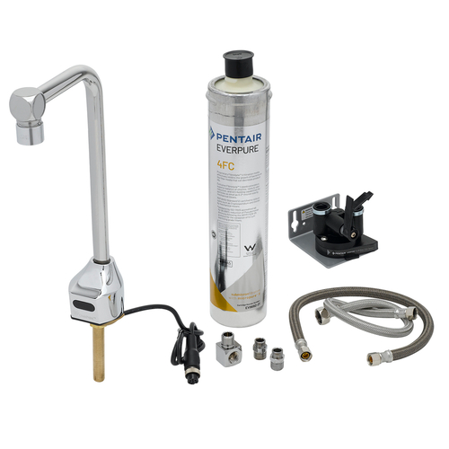 T&S Brass EC-1210-10-WFK 10"H Single Hole Deck Mount 1.5 GPM ChekPoint Electronic Glass Filler with Water Filtration Kit